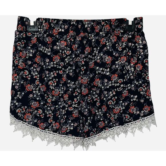 CHARLOTTE RUE HIGH-RISE SHORT LENGTH DRESSY SHORTS, WOMENS, S-NAVY-ORANGE PURPLE - Picture 4 of 11